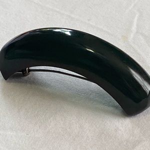 Vintage Dark Green Bakelite Curved Bar Brooch